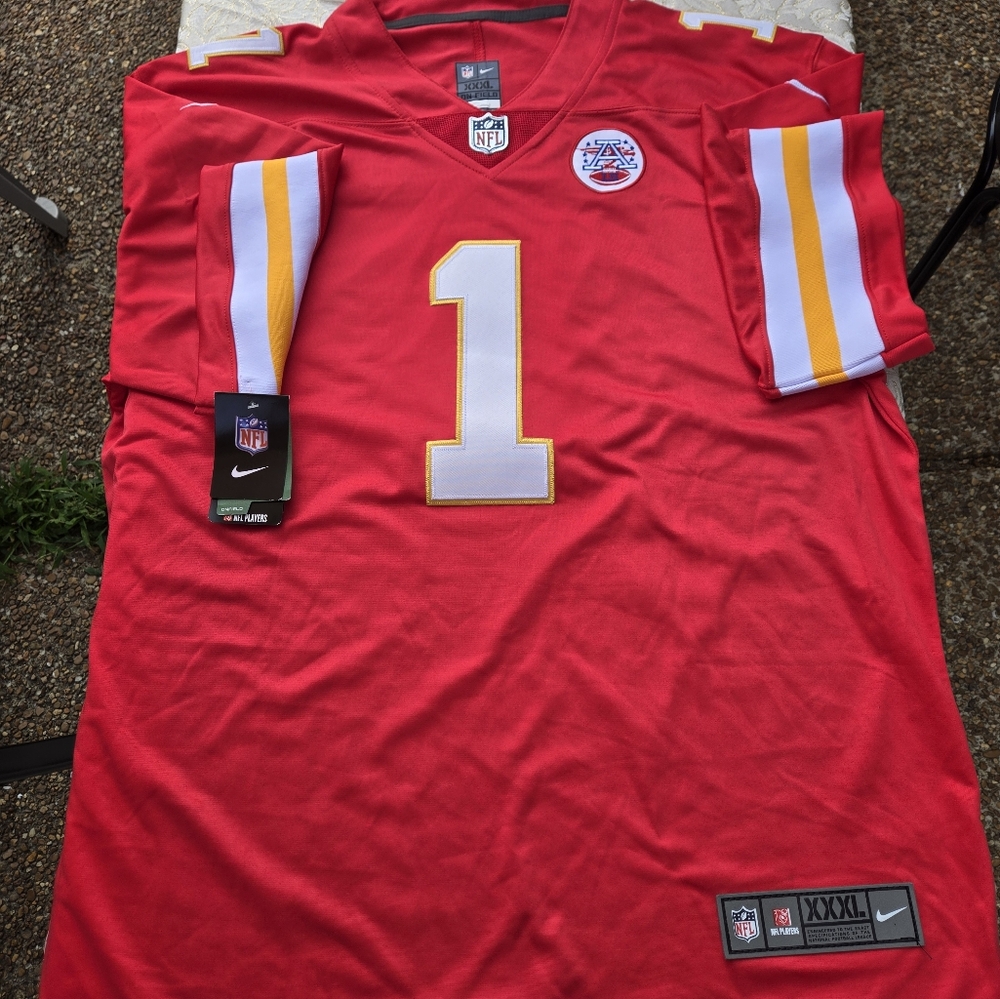 Kansas City Chiefs Nike Red and White Football Jersey Worthy #1